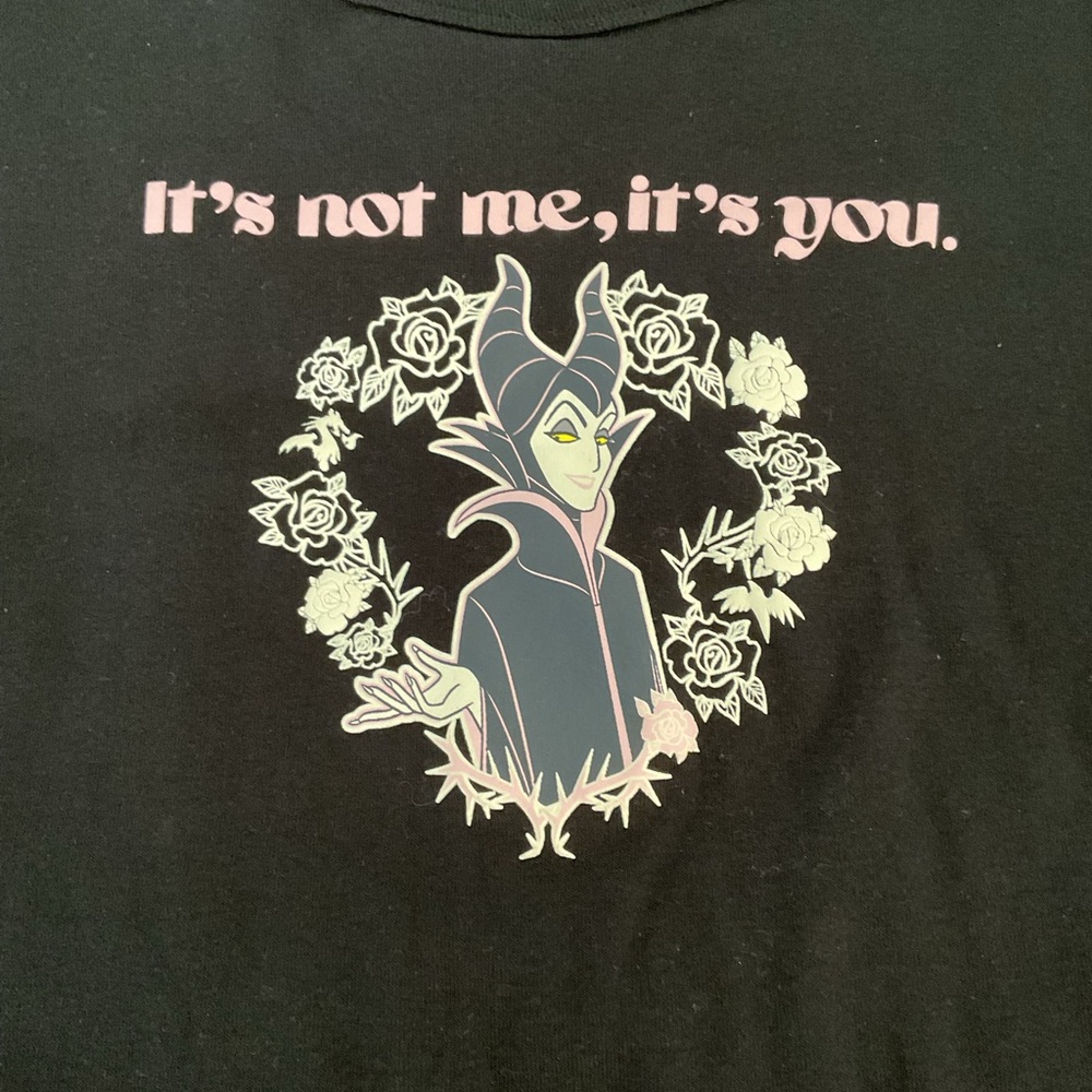Disney Black Crop Top with Maleficent Design
